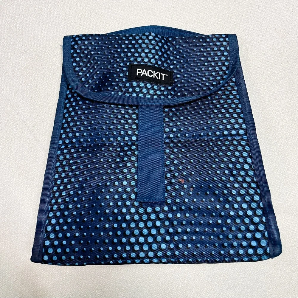 PackIt Freezable Lunch Bag Sack in Blue Polka Dot